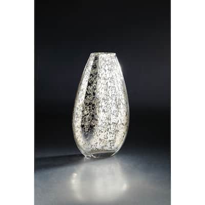 15.5" Silver and Gold Clear Glass Bud Flower Vase
