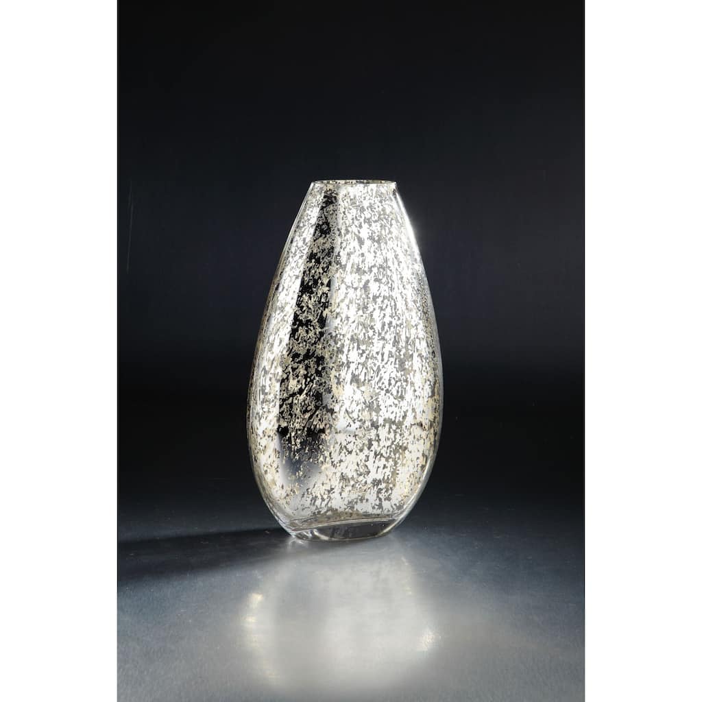15.5" Silver and Gold Clear Glass Bud Flower Vase