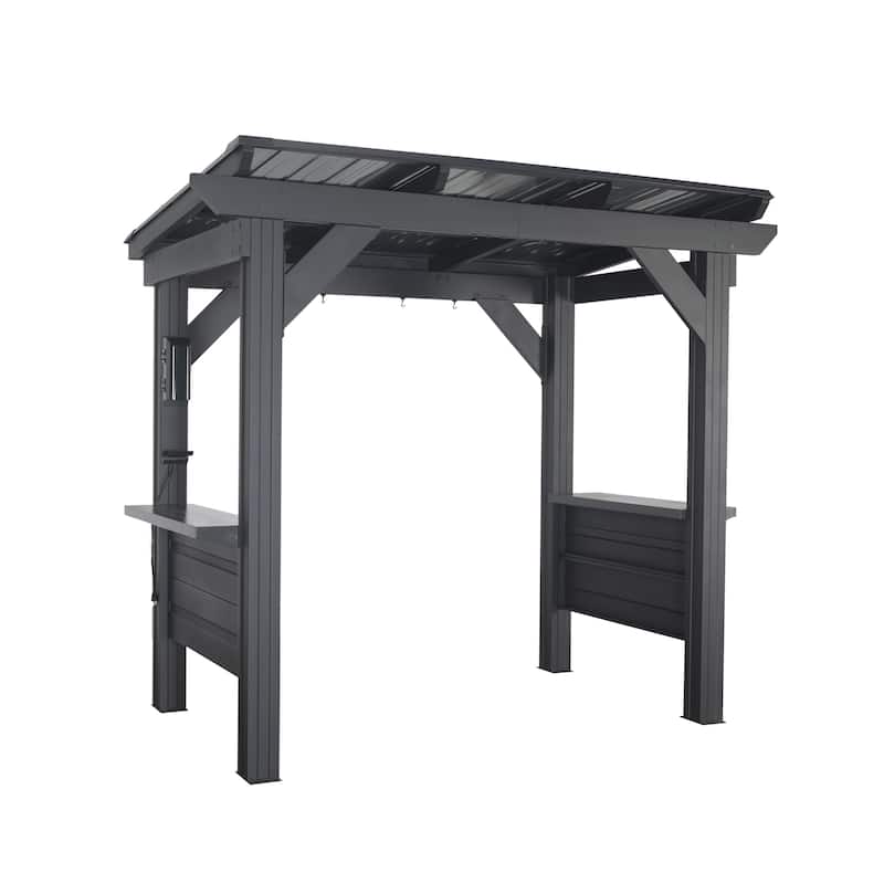 Backyard Discovery Rockport 8x6' Galvanized Steel BBQ Grill Gazebo - Black - 7'6" x 5'4"