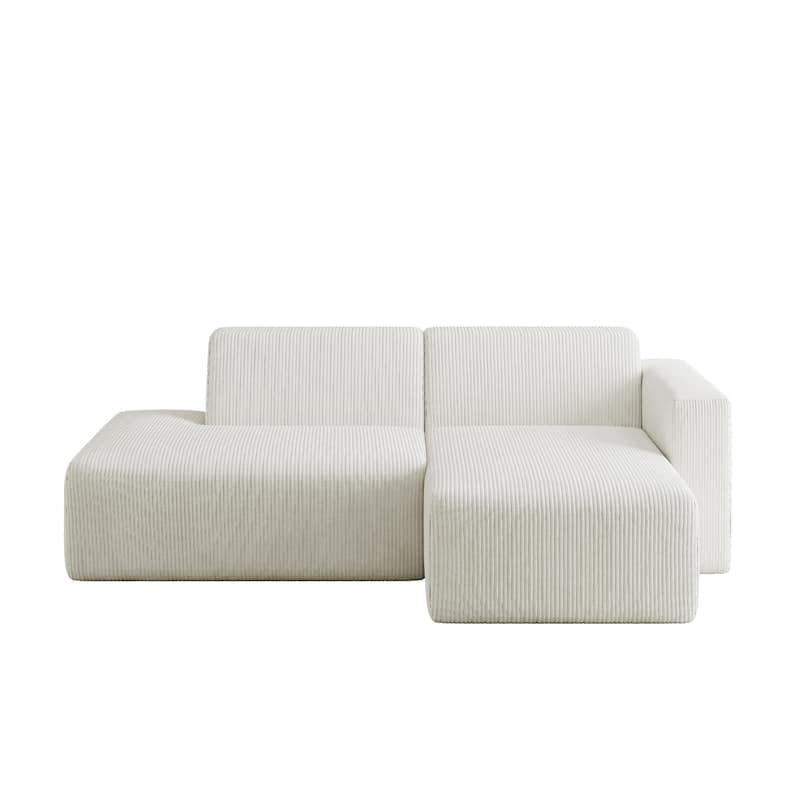 94" W Corduroy Upholstered Fully Sponge Molded Modular Sectional Sofa