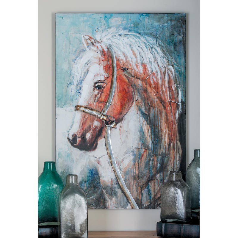 Brown Canvas Horse Decorative Wall Art - 32"W, 47"H