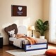 preview thumbnail 1 of 6, Upholstered Platform Bed with Bear Shaped Headboard,LED Light Strips