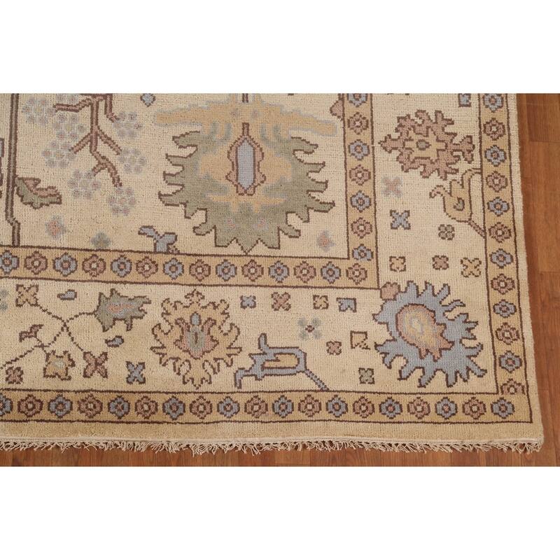 All-Over Oushak Oriental Area Rug Handmade Wool Carpet - 9'1" x 11'6"