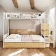preview thumbnail 1 of 24, Twin Over Full Metal Bunk Bed with Built-in Wardrobe,Step-Style Ladder and Drawer White