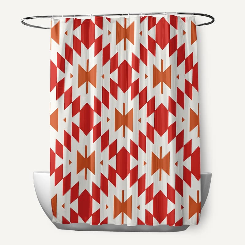 71 x 74-inch Patna Geometric Print Shower Curtain - Orange