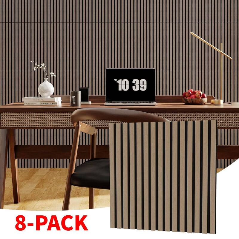 23.6"X23.6" 3D Fluted Wood Slat Acoustic Soundproof Wall Panels for Noise Reduction - 8 PCS