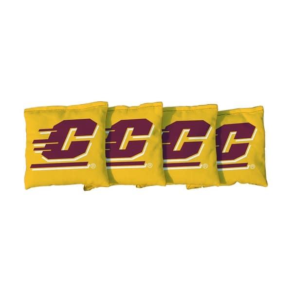 slide 2 of 3, Central Michigan Chippewas Yellow Cornhole Bags All-Weather Resin Filled