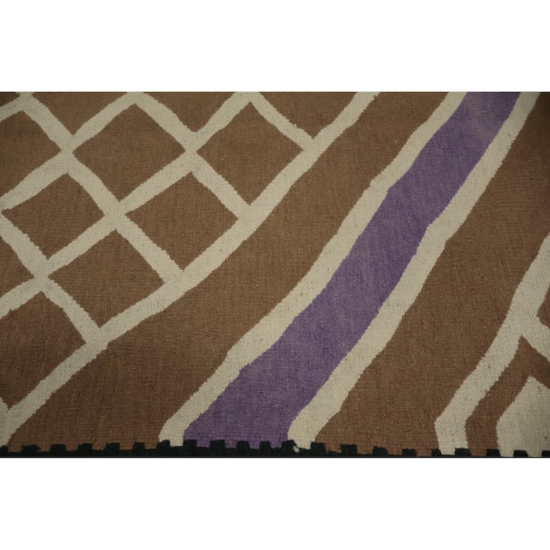 Hand Woven Oriental 100% Wool Carpet Southwestern Tribal Brown Kilim Area Rug - 15' 2'' X 11' 10''