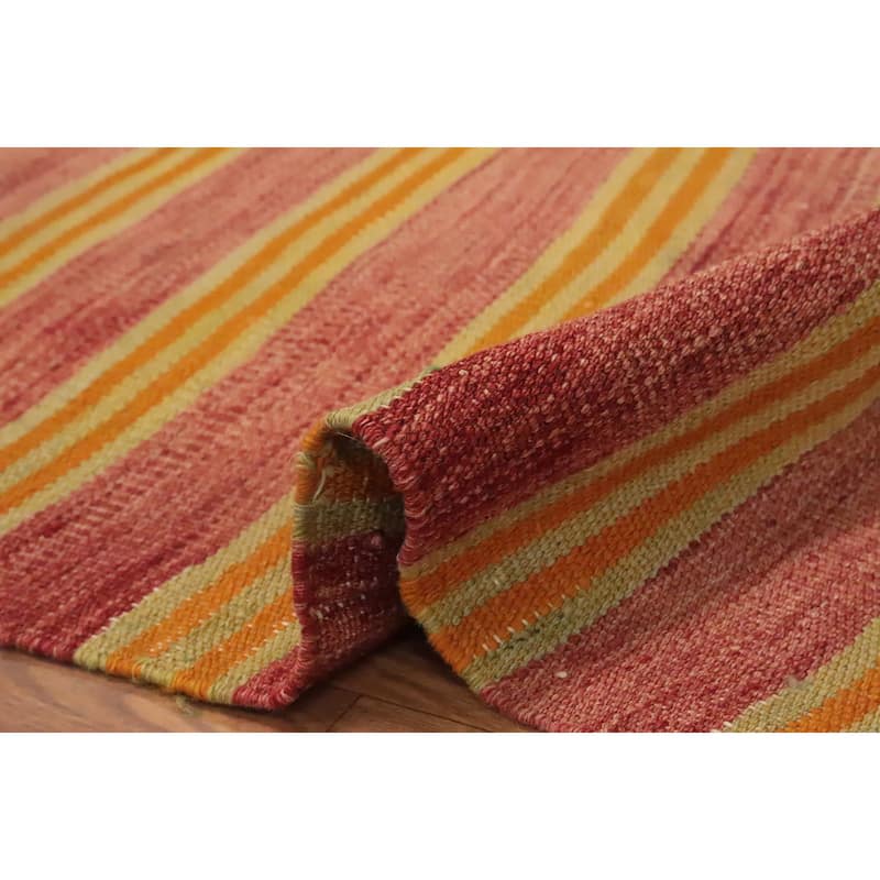Hand Woven Oriental 100% Wool Carpet Southwestern Geometric Multi-Colored Kilim Area Rug - 8' 6'' X 4' 9''