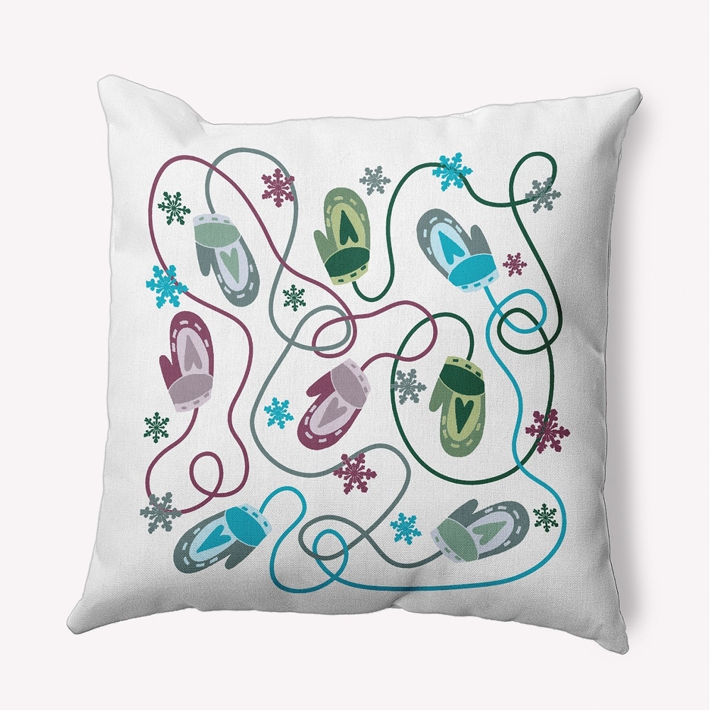 Winter/Christmas Mittens Indoor/Outdoor Throw Pillow