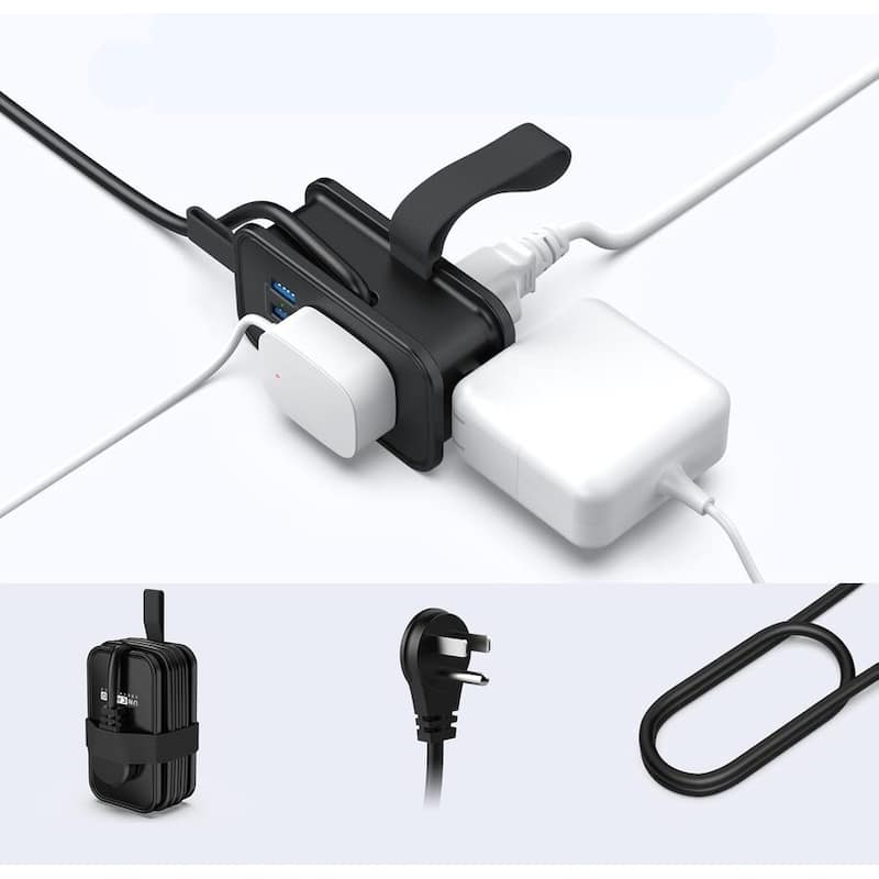 Portable Travel Power Strip with USB Ports 3ft travel extension cord