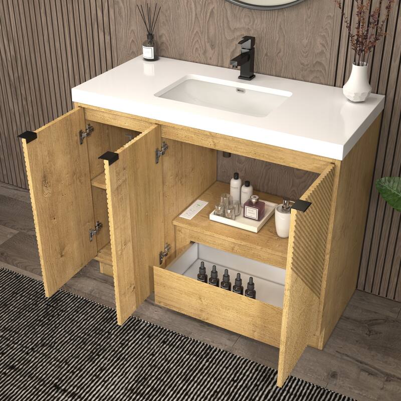 Milano 42" Freestanding (R) Bathroom Vanity with White Acrylic Sink