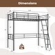 preview thumbnail 4 of 7, Black Metal Frame Twin Size Loft Bed with Ladder and Guardrails