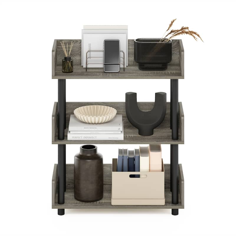 3 Tiers Wood Household Shelving Unit in French Oak/Black (23.62 in. W x 29.61 in. H x 9.21 in. D) - 23.62