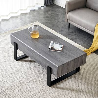 47.2" Modern Rectangular Coffee Table with Storage Drawer and Elegant Metal Legs