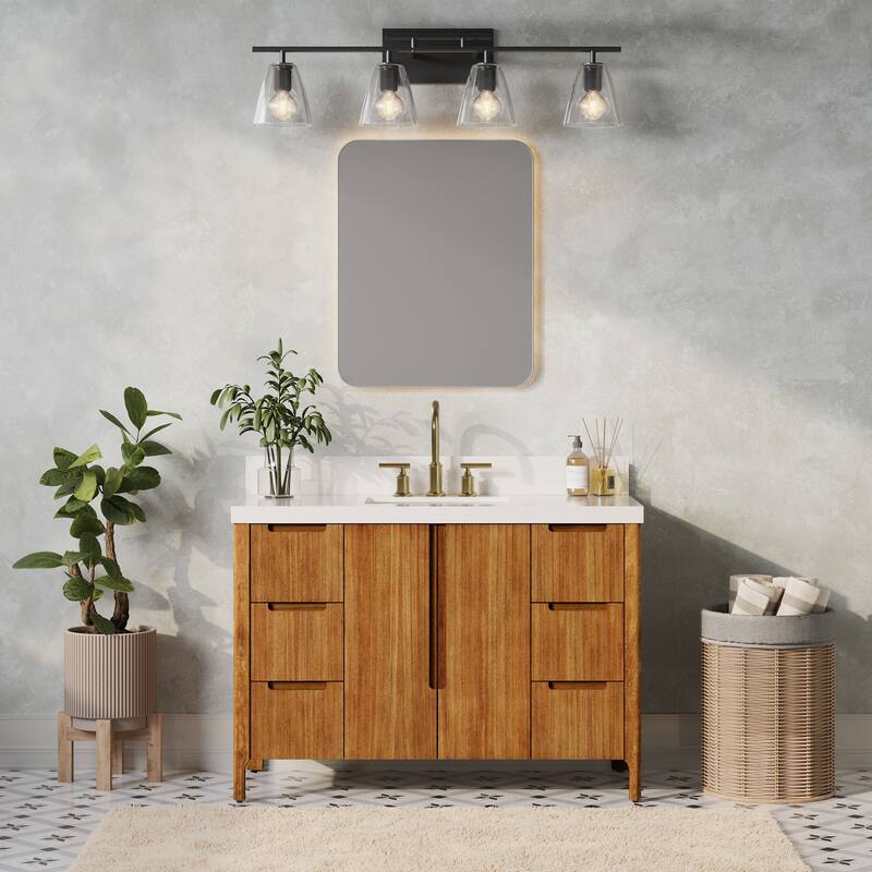 Sequoia 48 In. Single Sink Whitebrook Quartz Countertop Bath Vanity in Mango Wood