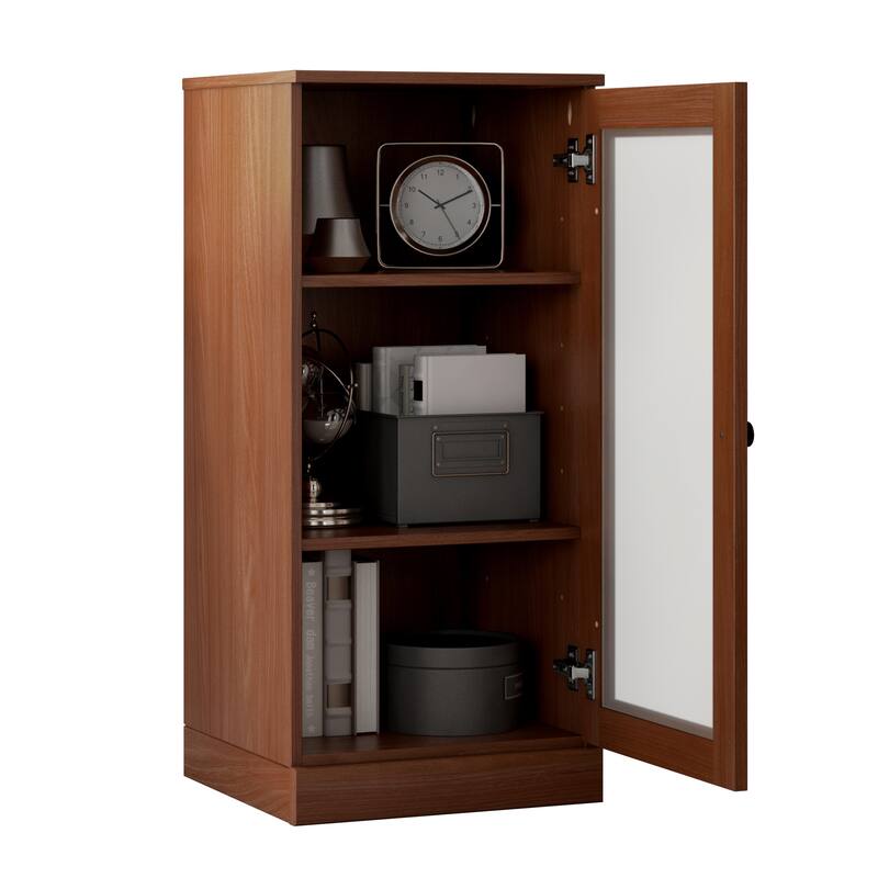 Palace Imports 100% Solid Wood 3-Shelf Bookcase with Frosted Glass Door and Adjustable Shelves