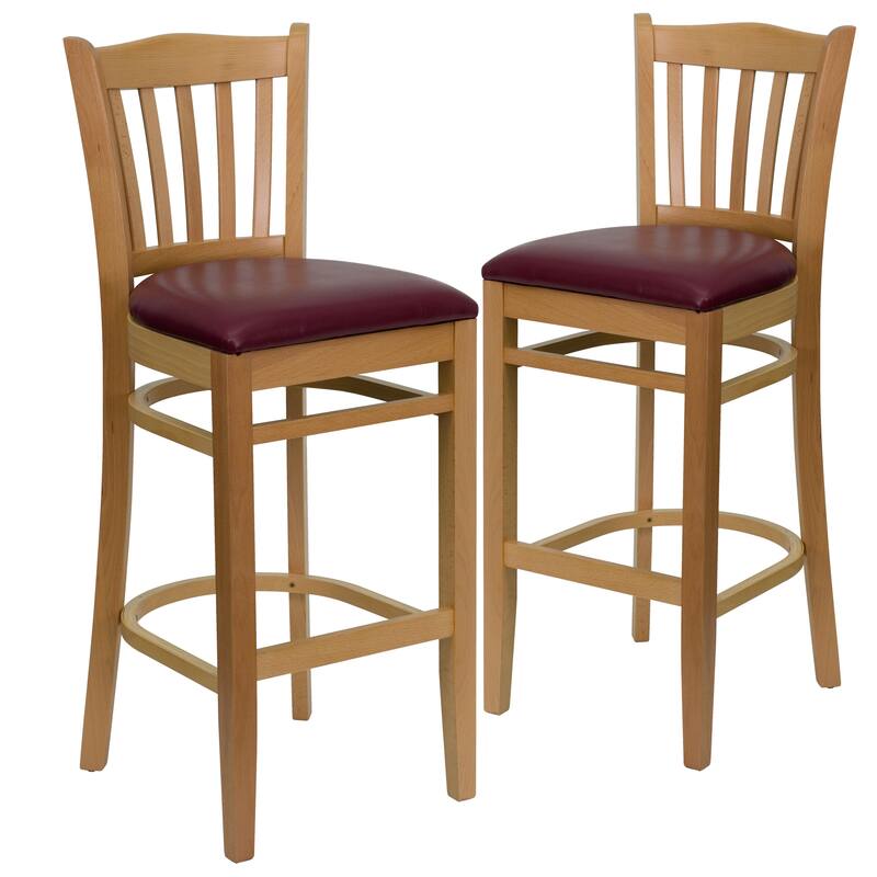 2Pk Vertical Slat Back Wood Restaurant Barstool - Hospitality Seating