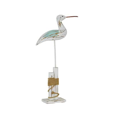 Wood Bird Decorative Sculpture - White - Roche River Decor