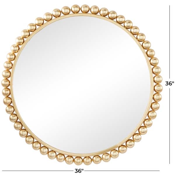dimension image slide 1 of 2, CosmoLiving by Cosmopolitan Metal Wall Mirror with Bead Detailing - Gold or Silver