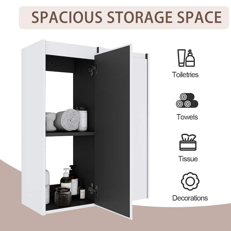 Beingnext 12"/36" Wall Mounted Bathroom Side Cabinet With Soft Close Door And Shelf