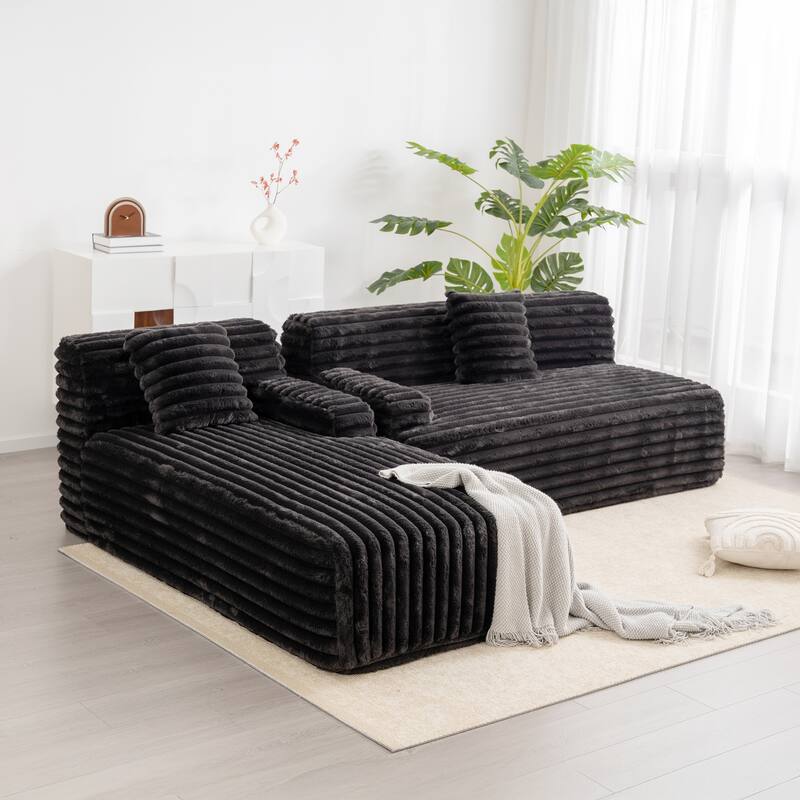 Modern Modular Cloud Sectional Sofa Free-Combined Couch with 2 Throw Pillows for Living Room