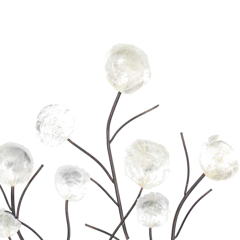 White Capiz Shell Floral Home Wall Decor with Capiz Accents