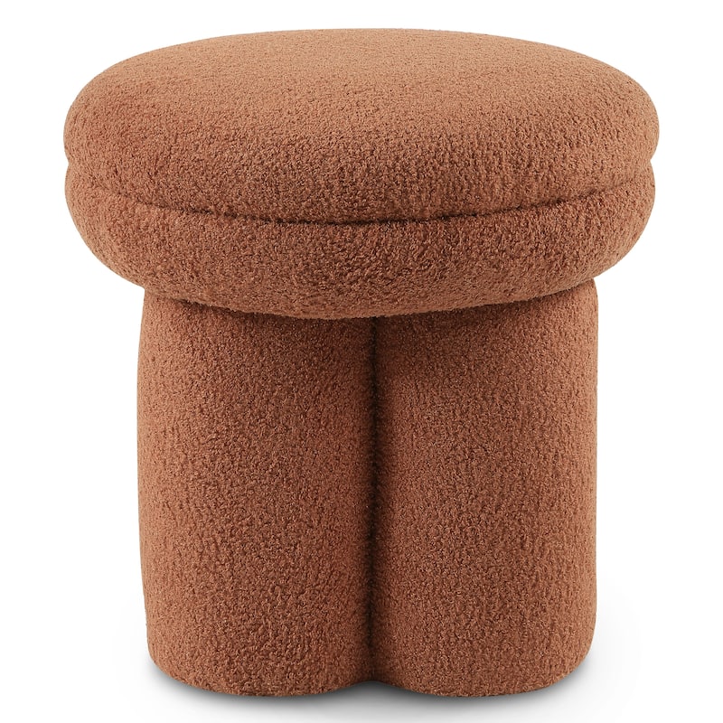 24/7 Shop At Home Modern Boucle Upholstered Ottoman with Tri-Pillar Pedestal