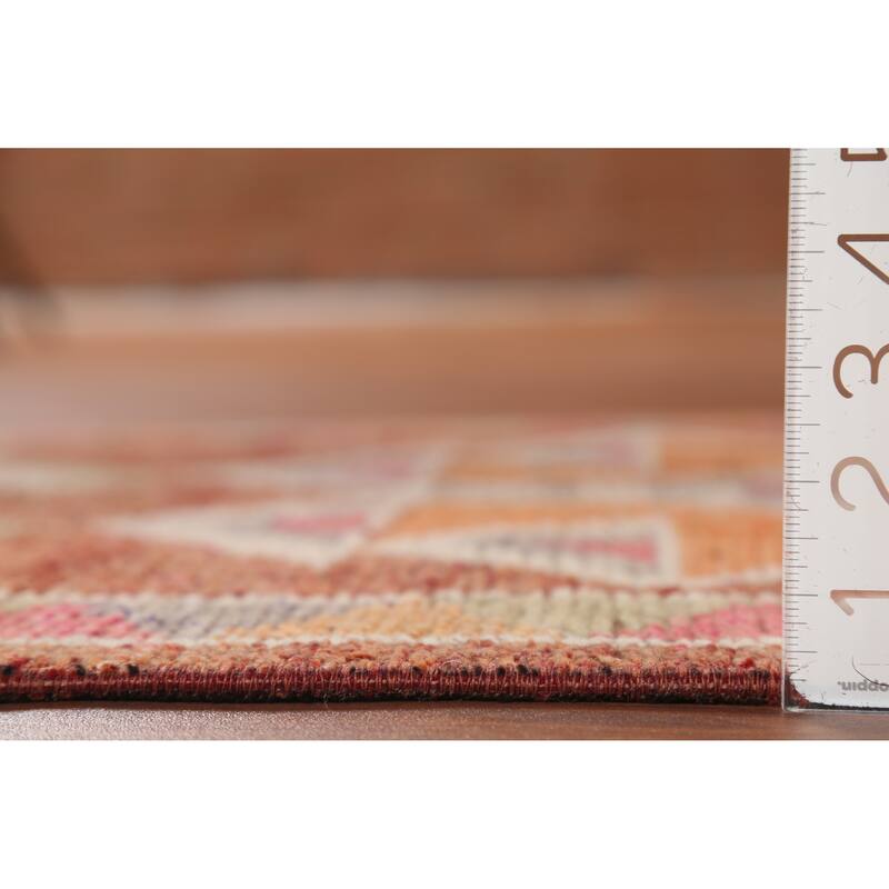 Orange Anatolian Turkish Vintage Runner Rug Hand-Knotted Wool Carpet - 2'9"x 12'9"