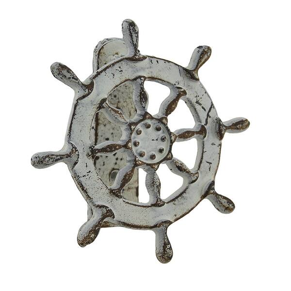 Shop Weathered White Nautical Ship Wheel Cast Iron Door Knocker Free Shipping On Orders Over 45 Overstock 16941044
