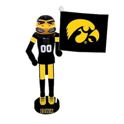 12 inch Iowa Mascot with Flag Nutcracker - black