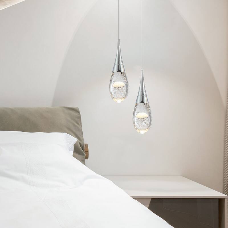 Modern 1-Light Dimmable Pendant Light Fixture for Kitchen Island - Chrome Jellyfish