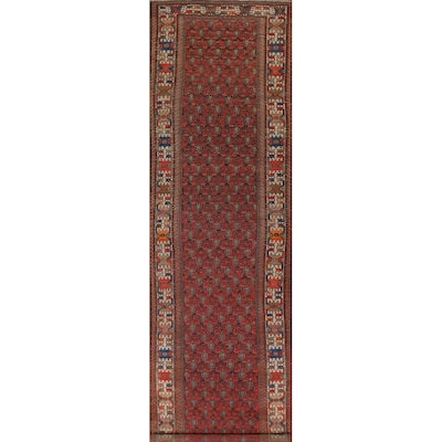 Pre-1900 Antique Malayer Persian Runner Rug Handmade Wool Carpet - 3'6"x 16'6"