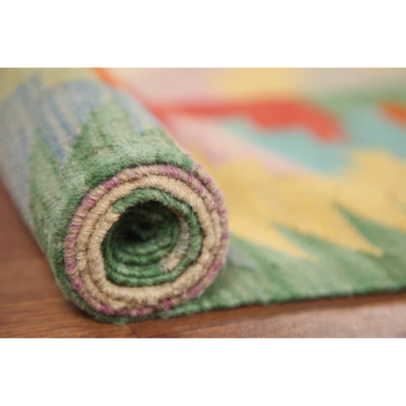 Kilim Reversible Area Rug Flat-weave Wool Carpet - 5'1" x 6'9"
