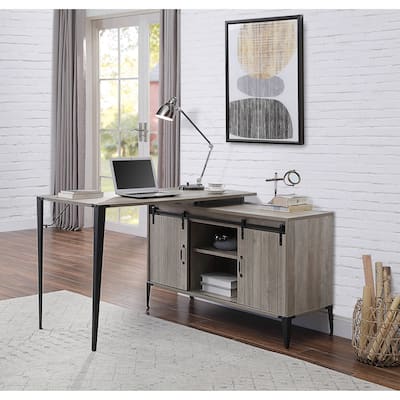 48" Gray Oak & Black Finish Writing Desk