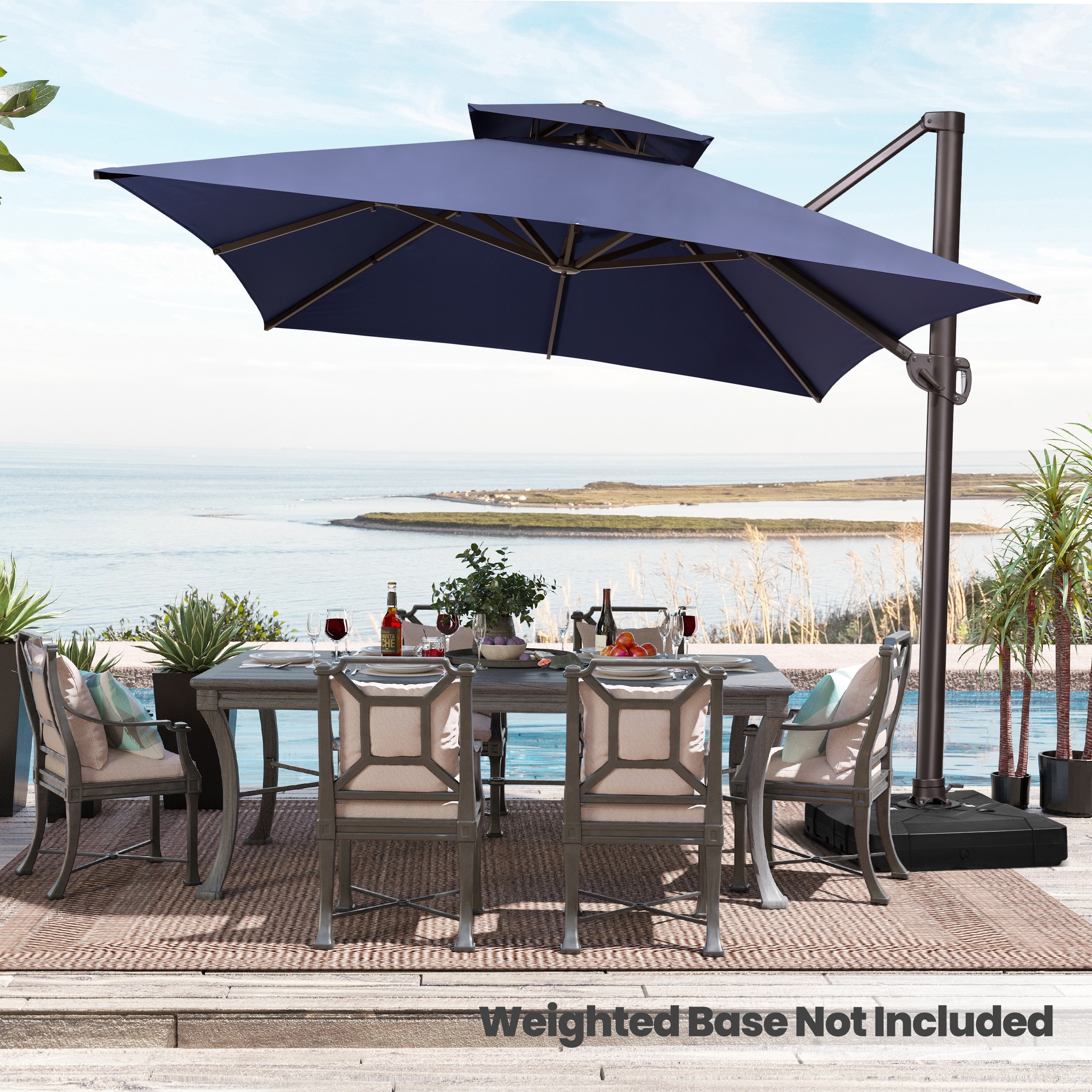 10ft undefined10ft Square Cantilever Tilt Patio Umbrella With 360 ...