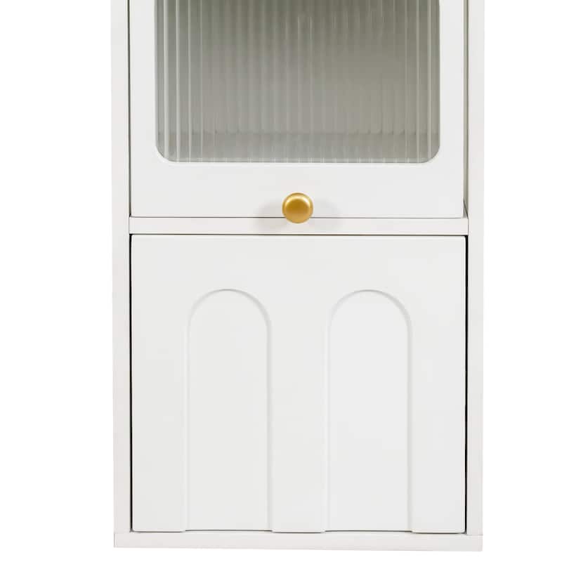White Sideboard Storage Cabinet - Stylish & Multi-Functional with Glass Doors