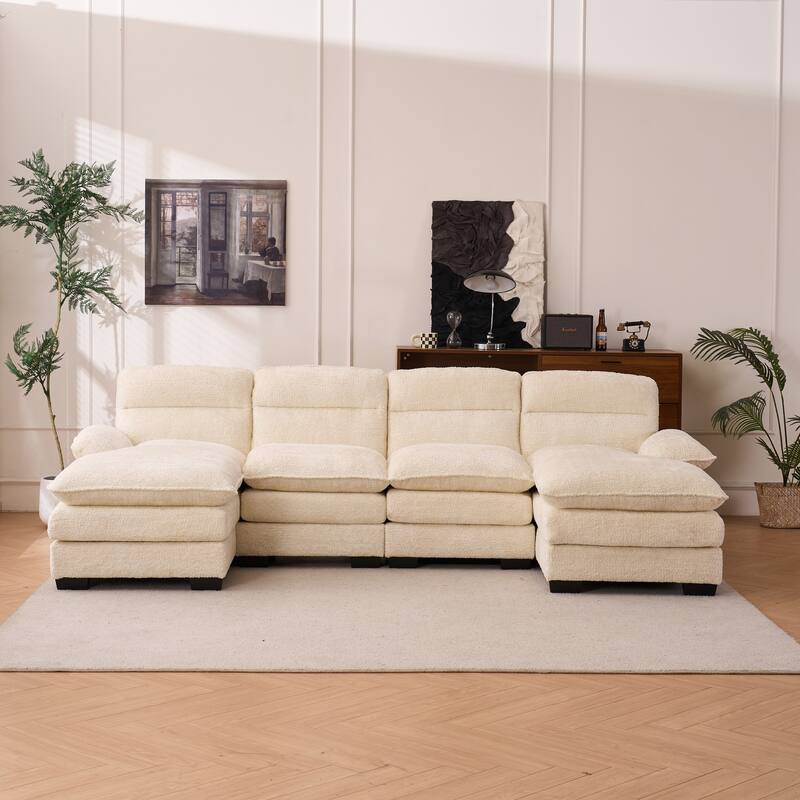 Oversized Modular Sectional Sofa, 111.8" U Shaped Couch with Movable Ottoman,Large 6 Seater Corner Sofa for Living Room