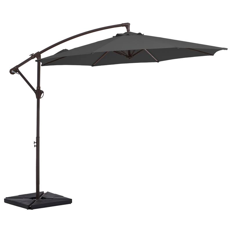 10 ft Steel Crank-lift Cantilever Umbrella With Weighted Base