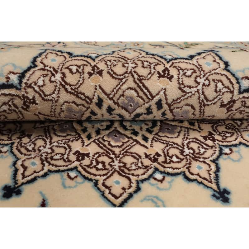 5x5 Round Hand Knotted Wool Ivory Nain Round Traditional 250 KPSI Rug - 5' x 5' -Round