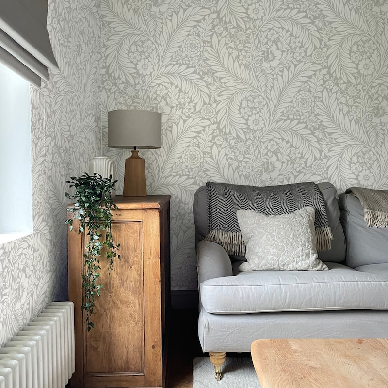 Belgravia Decor Florence Grey Leaf Wallpaper