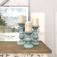 preview thumbnail 7 of 33, Mango Wood Turned Style Pillar Candle Holder (Set of 3) - White, Brown, Gold, Black, Light Blue, Cream, Silver