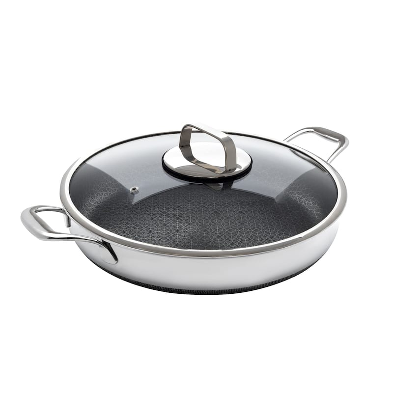 DiamondClad 14 Inch Nonstick Stainless Steel Pan with Lid Cookware Set - 14" - 14" - Silver - 2 Piece