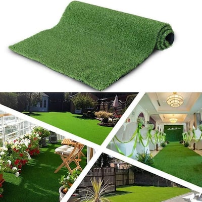 3ft x 32ft Premium Artificial Turf Mat with Drainage Holes, Thick Fake Grass with Rubber Backing(Grass height 0.6 inches/1.5cm)