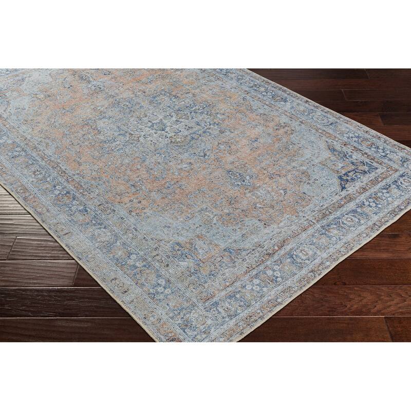 Juniuss Faded Medallion Machine Washable Area Rug