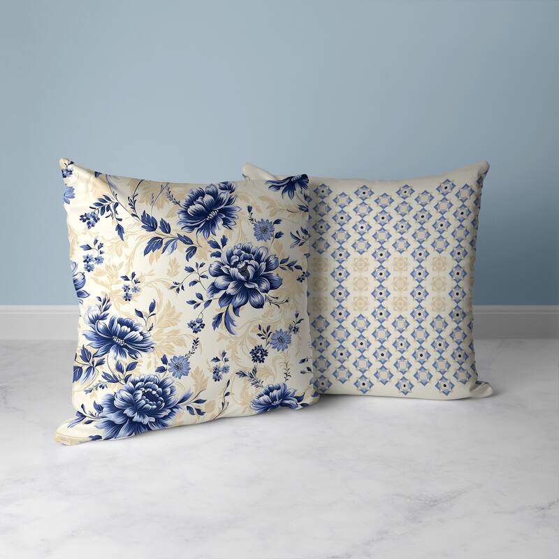 Nature's Canvas Faux Suede Reversible Throw Pillow Pearl and Blue