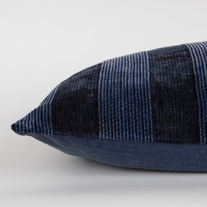 HomeRoots Navy Dimensional Stripe Modern Lumbar Pillow
