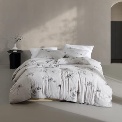 Calvin Klein Aquarelle Floral Cotton Grey Comforter Set