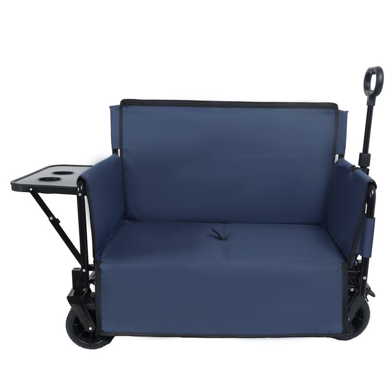 3-in-1 Convertible Folding Wagon Cart with Bench Seat & Rear-Mounted Folding Tabletop,180L Capacity All-Terrain Wheels