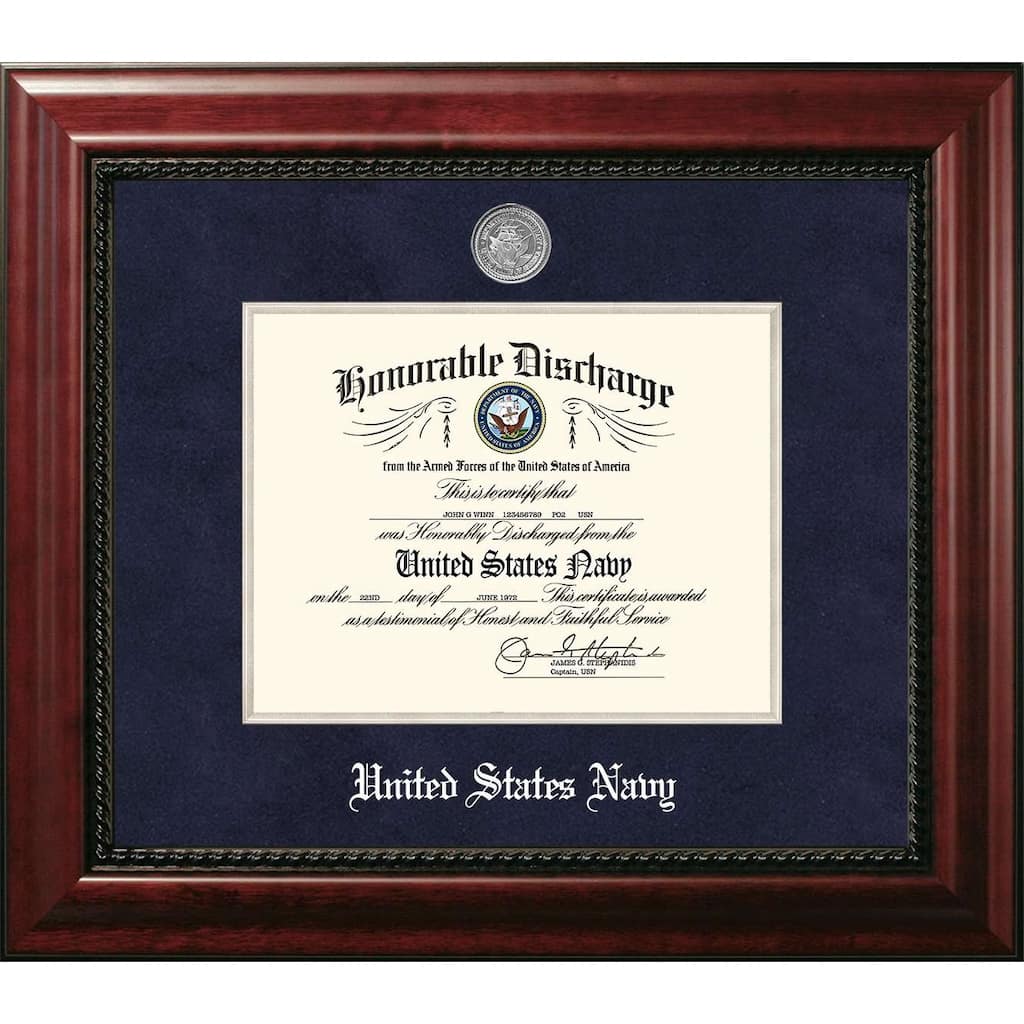 Patriot Frames Navy 8.5x11 Discharge Executive Frame with Silver Medallion